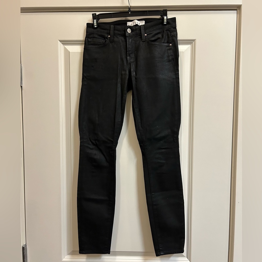 Velvet by Graham & Spencer Black Coated Skinny Jeans - size 25
